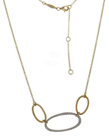 Increbile Diamond Oval Link w Ribbed Link Necklace
