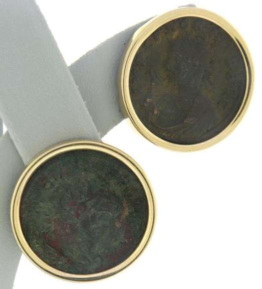 Ancient Bronze Coin Earrings