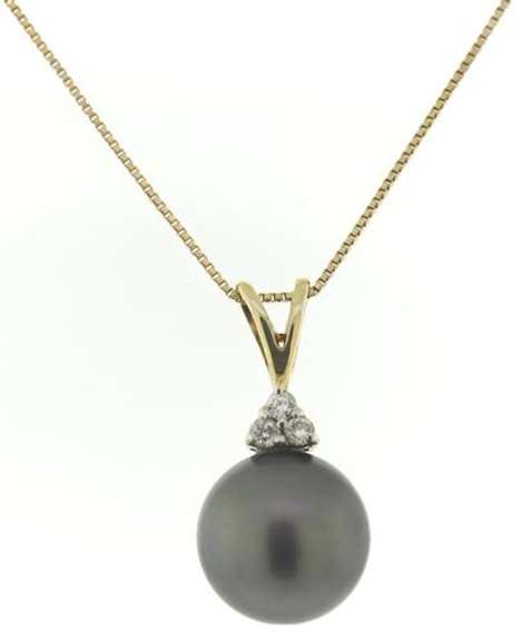 Elegant Tahitian Pearl & Diamond Accent Necklace
