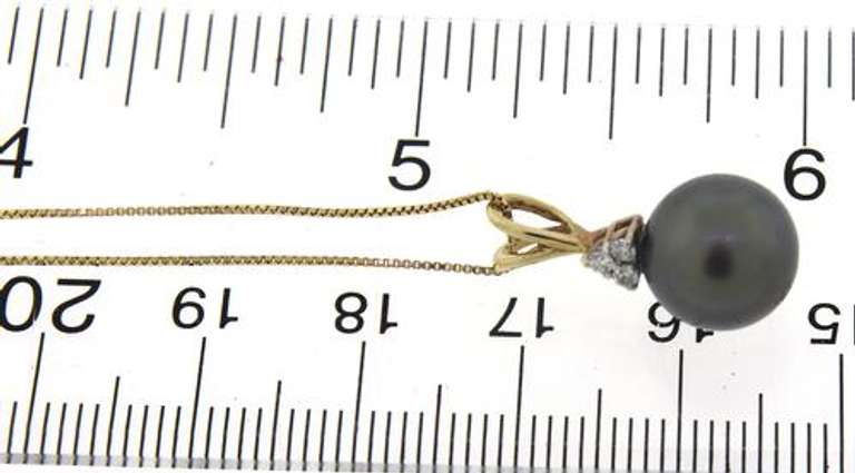 Elegant Tahitian Pearl & Diamond Accent Necklace