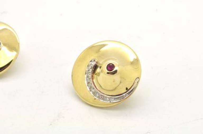 Designer Ruby, Diamond, & 14kt Gold Earrings