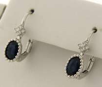 Majestic Oval Sapphire w Diamond Lever Back Earrings