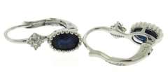 Majestic Oval Sapphire w Diamond Lever Back Earrings
