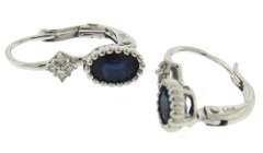 Majestic Oval Sapphire w Diamond Lever Back Earrings