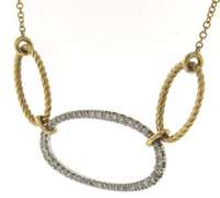 Increbile Diamond Oval Link w Ribbed Link Necklace