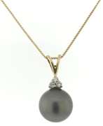Elegant Tahitian Pearl & Diamond Accent Necklace