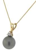 Elegant Tahitian Pearl & Diamond Accent Necklace