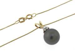 Elegant Tahitian Pearl & Diamond Accent Necklace