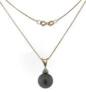 Elegant Tahitian Pearl & Diamond Accent Necklace