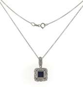 Gorgous Deco Style Sapphire Diamond Cluster Necklace