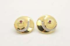 Designer Ruby, Diamond, & 14kt Gold Earrings