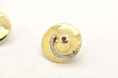 Designer Ruby, Diamond, & 14kt Gold Earrings