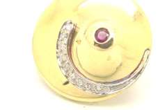 Designer Ruby, Diamond, & 14kt Gold Earrings