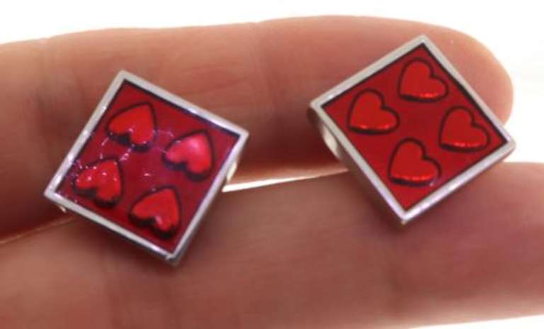 Rhodium Plated Cufflinks w Red Stones
