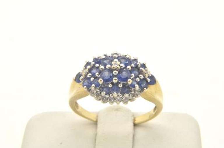 LADIES 14 KT SAPPHIRES AND DIAMOND RING