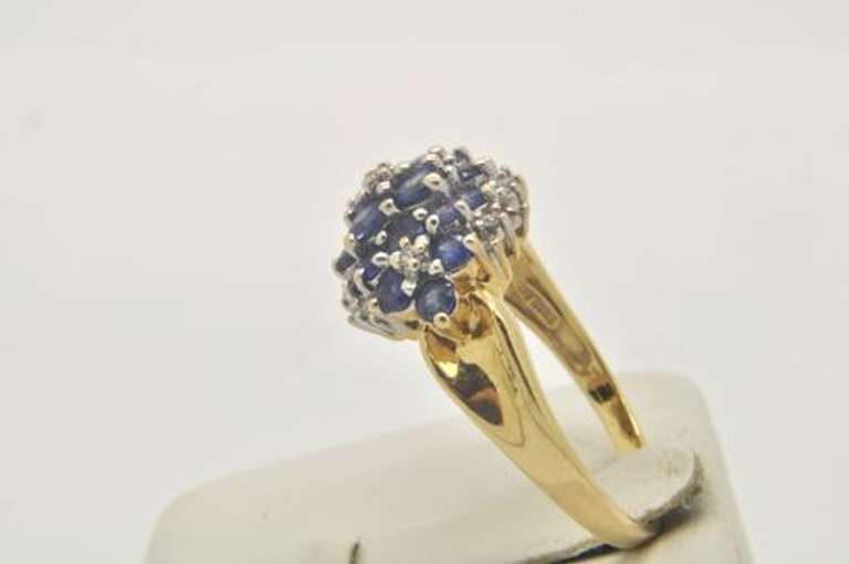 LADIES 14 KT SAPPHIRES AND DIAMOND RING
