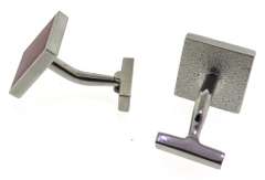 Rhodium Plated Cufflinks w Red Stones