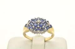 LADIES 14 KT SAPPHIRES AND DIAMOND RING