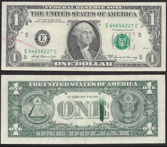 Rejection Mark from BEP on Ink Smear Error $1 1969-A