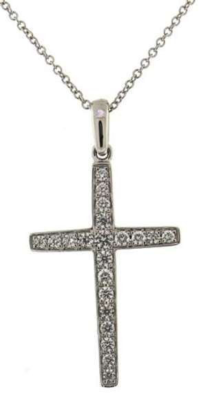 Simple & Classic 14kt WG Diamond Cross Necklace