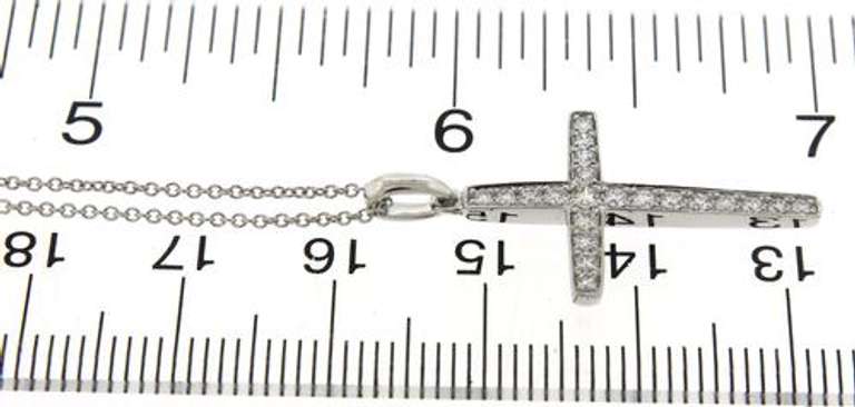 Simple & Classic 14kt WG Diamond Cross Necklace