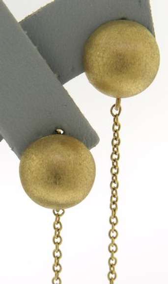 Stunning 18kt Satin Ball Bead Dangle Earrings