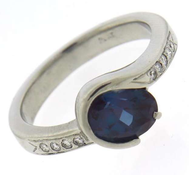 Fabulous Synthetic Alexandrite & Diamond Partial Bezel