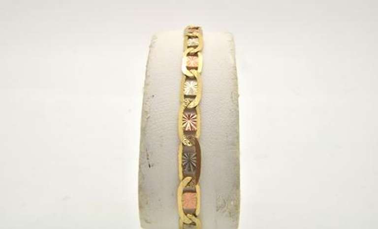 LADIES 14 KT TRI COLOR ANCHOR BRACELET