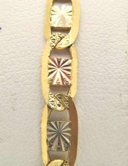 LADIES 14 KT TRI COLOR ANCHOR BRACELET