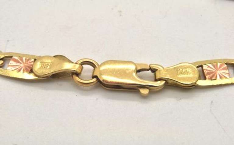 LADIES 14 KT TRI COLOR ANCHOR BRACELET