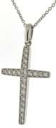 Simple & Classic 14kt WG Diamond Cross Necklace