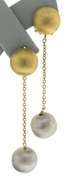 Stunning 18kt Satin Ball Bead Dangle Earrings