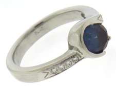 Fabulous Synthetic Alexandrite & Diamond Partial Bezel