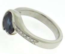 Fabulous Synthetic Alexandrite & Diamond Partial Bezel