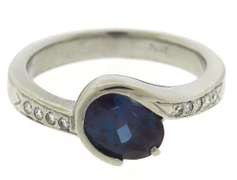 Fabulous Synthetic Alexandrite & Diamond Partial Bezel