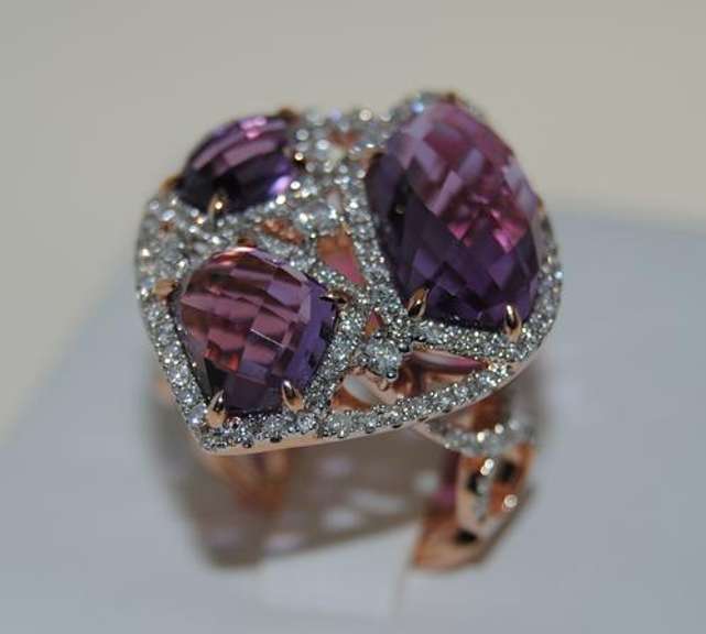 14kt Rose Gold Amethyst & Diamond Cocktail Ring