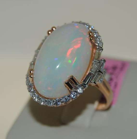 Gorgeous Opal and Diamond Cocktail Ring