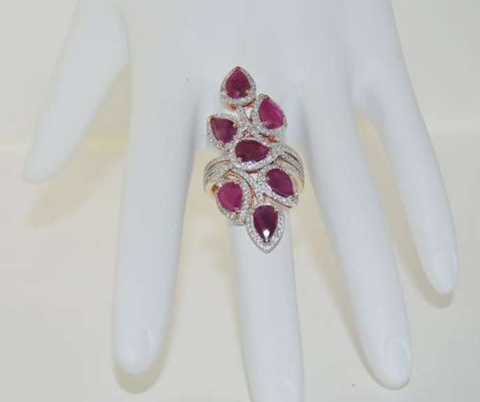 Ruby & Diamond Cocktail Ring in 14kt Rose Gold