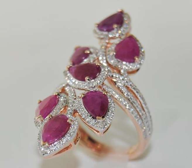 Ruby & Diamond Cocktail Ring in 14kt Rose Gold