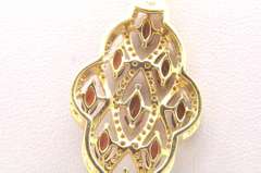 LADIES 14 KT DIAMOND AND GARNETS PENDANT AND CHAIN