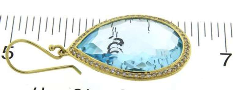 Stunning Ippolita Pear Blue Topaz and Diamond Earrings