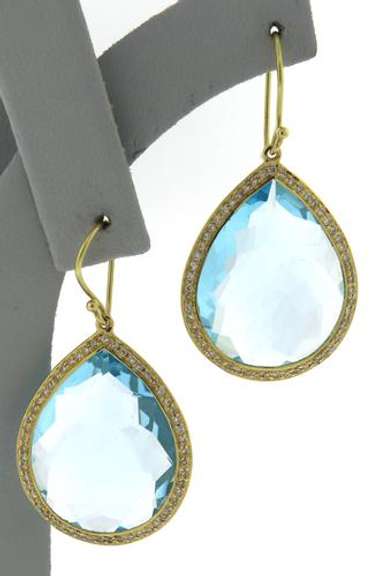 Stunning Ippolita Pear Blue Topaz and Diamond Earrings
