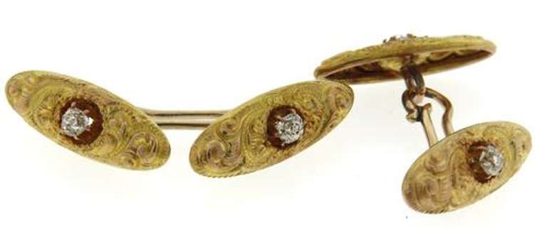 Vintage 18kt Cufflinks with Diamond