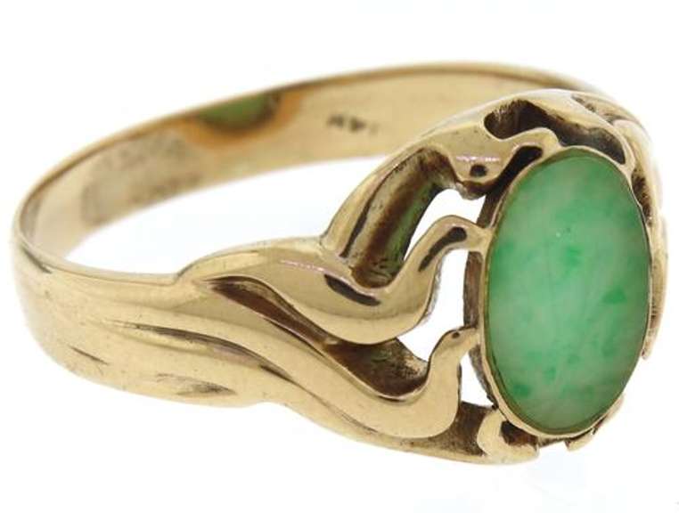 Amazing Carved Green Jade Ring