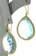 Stunning Ippolita Pear Blue Topaz and Diamond Earrings