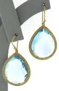 Stunning Ippolita Pear Blue Topaz and Diamond Earrings