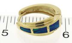 Stunning Opal Inlay Yellow Gold Hoop Earrings