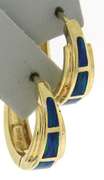 Stunning Opal Inlay Yellow Gold Hoop Earrings
