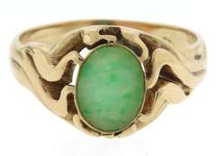 Amazing Carved Green Jade Ring