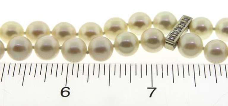 Fabulous Double Strand Diamond Station Pearl Necklace